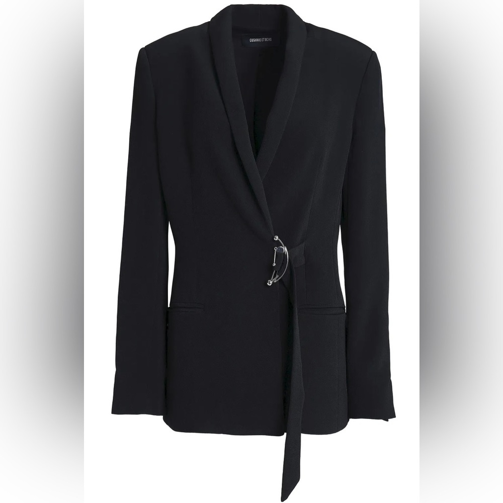 Cushnie Et Ochs Bruna Buckled Black Crepe Blazer